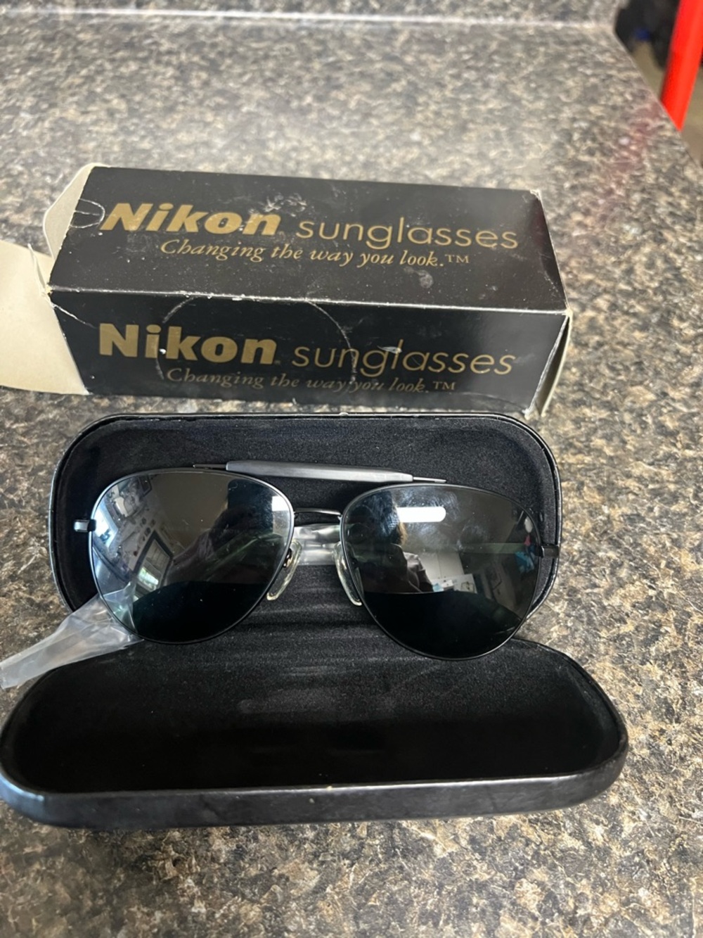 Nikon Aviator Sunglasses — Silver Frame with Black Lenses